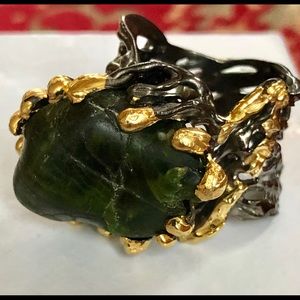 Rare Genuine Rough Chrome Diopside Ring